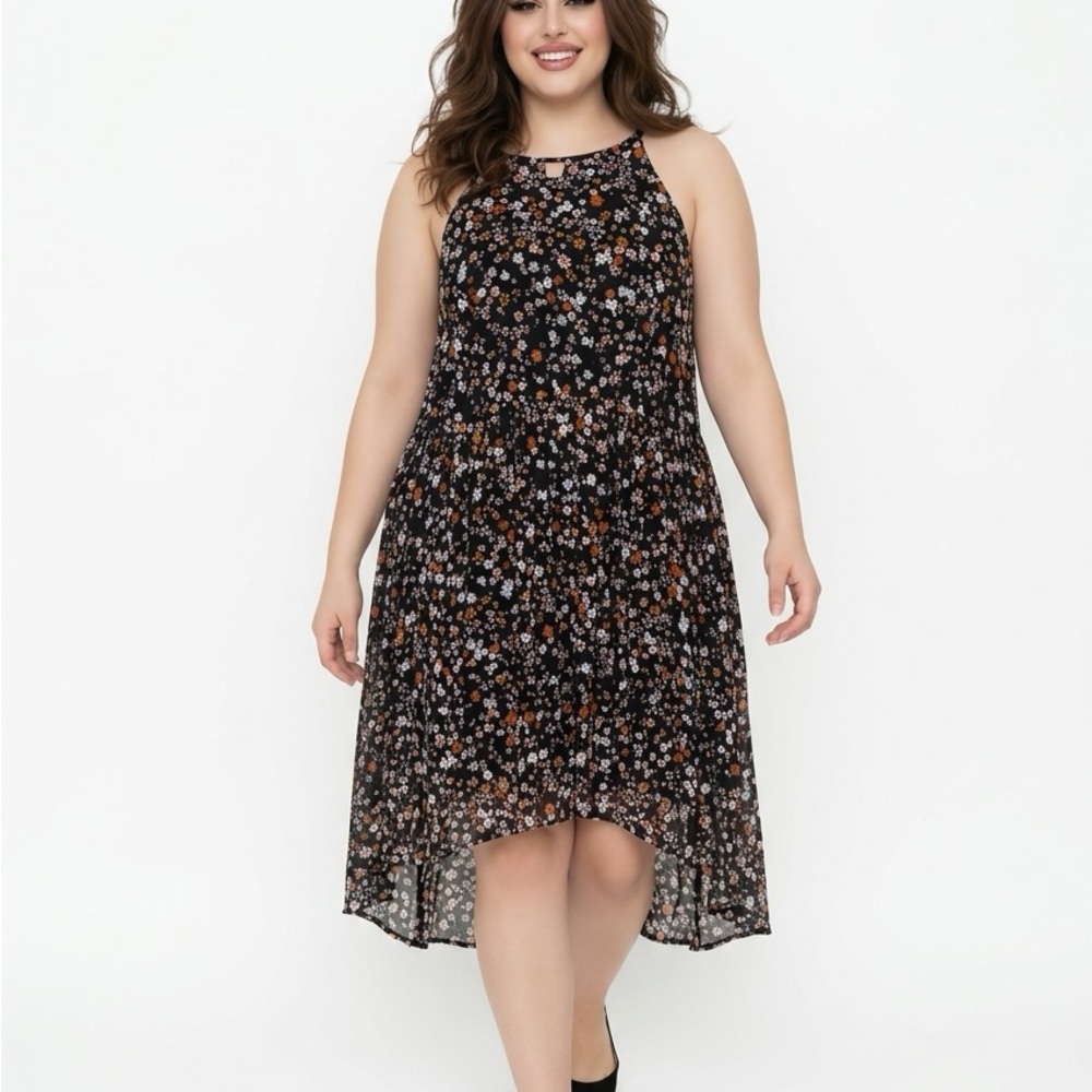 torrid Black Floral High-Low Halter Midi Dress